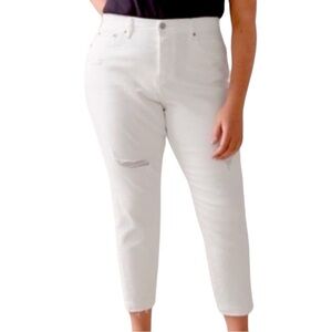 Levi’s Premium Wedgie Skinny Distressed Size 24W White Crop High Waist